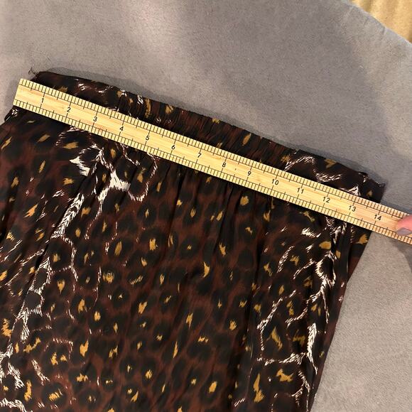 Vintage Maggie Lawrence Animal Print Leopard Wrap Midi Skirt Vintage M Rayon - Picture 9 of 9